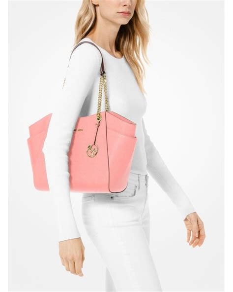 michael kors tote pink grapefruit jet set|michael kors jet set saffiano.